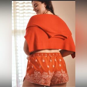 Anthropologie By Anthropologie Dolphin Paisley Red Boxer Shorts Size L